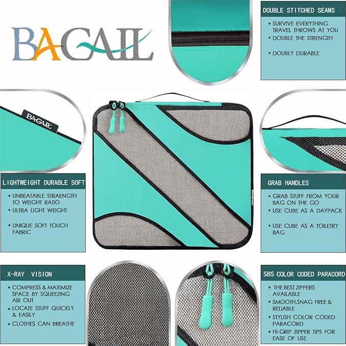 BAGAIL 6 Set Packing Cubes,Travel Luggage Packing Organizers - Image 3