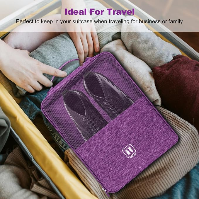 Shoe Bags for Travel,Holds 3 Pairs of Shoes,for Travel&Daily Use | Large Capacity Shoe Travel Bag,Golf Shoe Bag,Portable Dance Shoe Storage Pouch,Sneaker Storage Bag(Purple) - Image 6