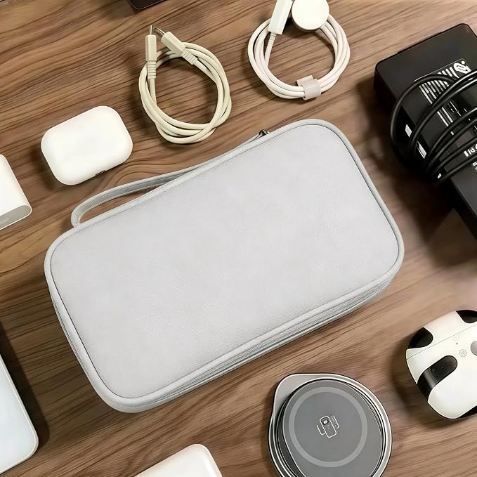 Portable Waterproof Double Layers All-in-One Storage Bag, Travel Cord Organizer，Electronics Accessories Organizer Pouch Bag for Accessories,Charger, USB Cable, Gadget (grey) - Image 7