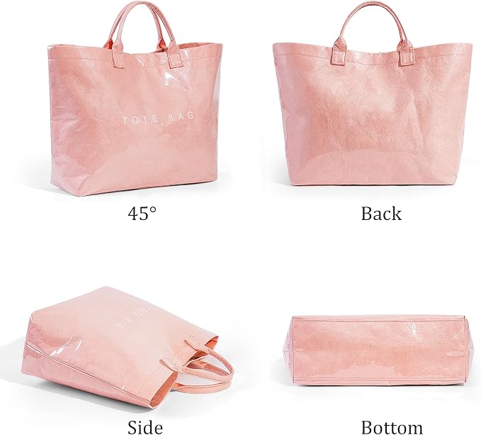 Lushandy PVC Tote Bag for Women Jelly Beach Bag Top Handle Hobo Handbag | Water-Resistant, Wipe Clean, Lightweight - Image 6