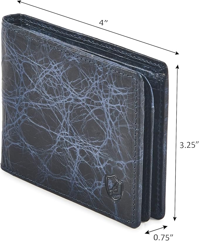 Wallet for Men Slim RFID Blocking Leather Bifold Minimalist 2 ID Windows Gift Box Carteras Para Hombres (DISTRESSED, NIGHT SKY) - Image 3