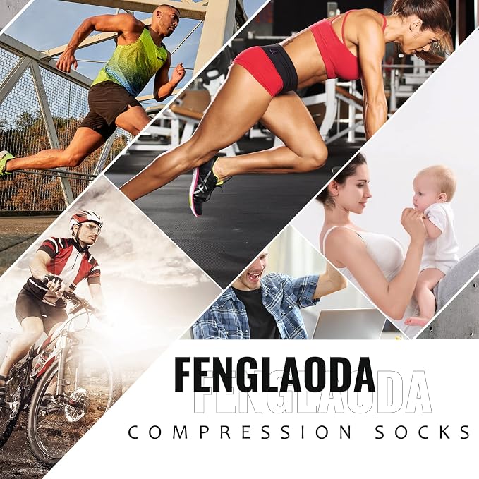 fenglaoda Compression Socks for Women Men 3 Pairs Graduated Compression Support Circulation Socks for Nurses - Image 6