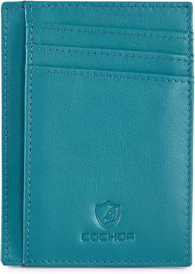 Front Pocket Wallet for Men Women Slim Minimalist Real Leather RFID Blocking Credit Card Holder by Cochoa