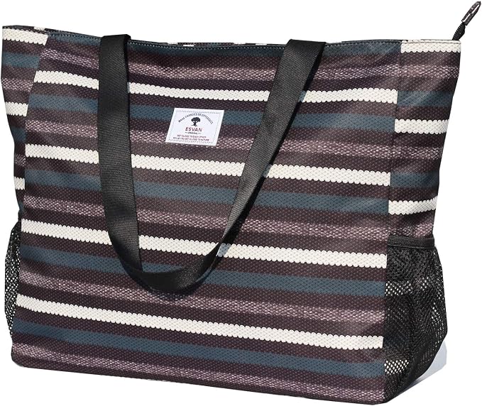 ESVAN LARGE BEACH BAG Water Resistant Lightweight 20 inch Women Oversize Tote Bag for Gym Beach Travel Pool Yoga Nurse by ESVAN