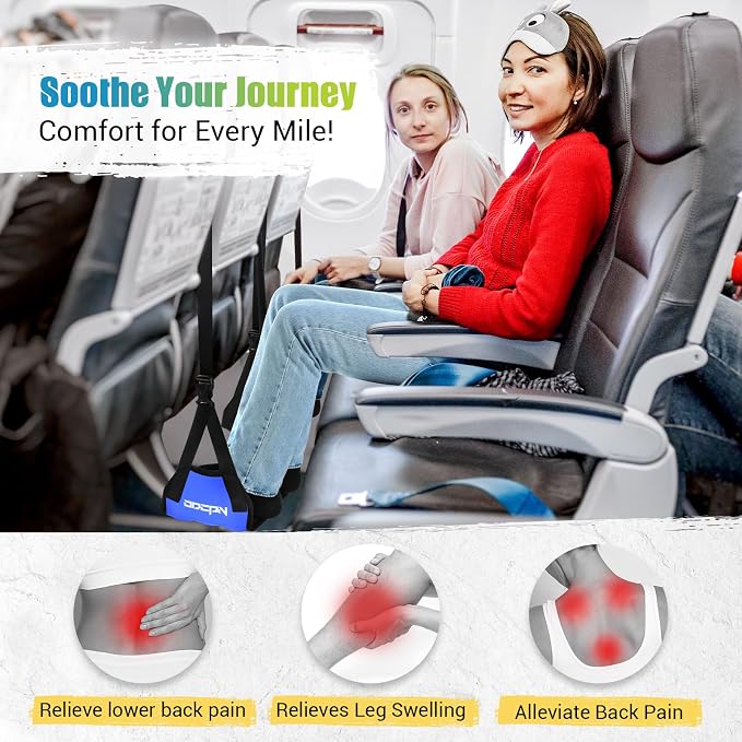 2-Pack Foot Hammock Plane Travel, No Collapse Thickened Bamboo Foot Rest | Portable Airplane Foot Sling Wing with Thickened Foam & Carry Bag, Long-Flight Travel Essential Designed to Relax Your Feet - Image 3