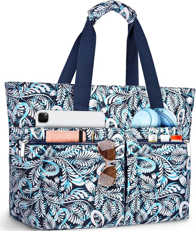 HUANLANG Large Beach Bags for Women Pool Bag with Zipper, Waterproof Sandproof Beach Tote Travel Bag with Wet Pocket by HUANLANG