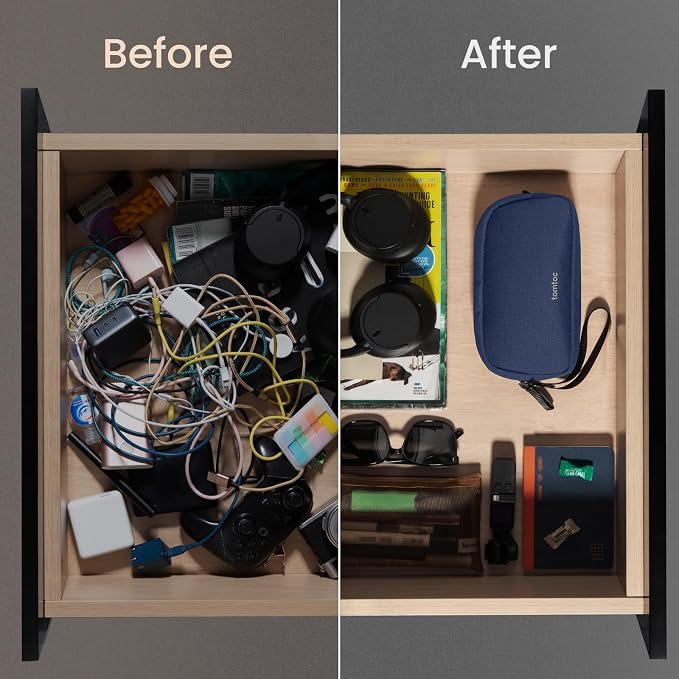 tomtoc Electronics Organizer Travel Case, Cable Organizer for Essentials | Water Resistant Tech Pouch Accessories Travel Bag Carry Storage for Cord, Phone, Cables, Airpods, USB Drive, Daily Items - Image 9