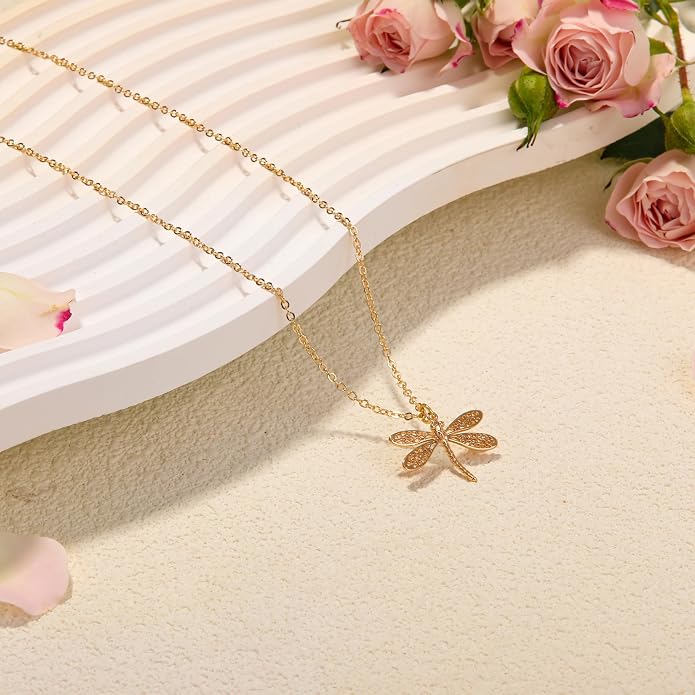 RZKING Golden Necklace for Women, Dainty Butterfly Heart Bow Rose Necklace, Gifts for Best Friend Sister Mom Girlfriend, Graduation Chritmas Birthday Anniversary Thank You Gifts - Image 4