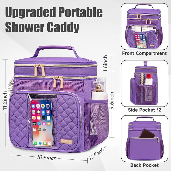 Tealari Large Toiletry Bag for Women Men,Bathroom Bag,Water Resistant Shower Bag,Makeup Bag,Portable Shower Caddy for College Dorm,Hanging Travel Toiletry Bag with Transparent Waterproof Phone Pocket - Image 4