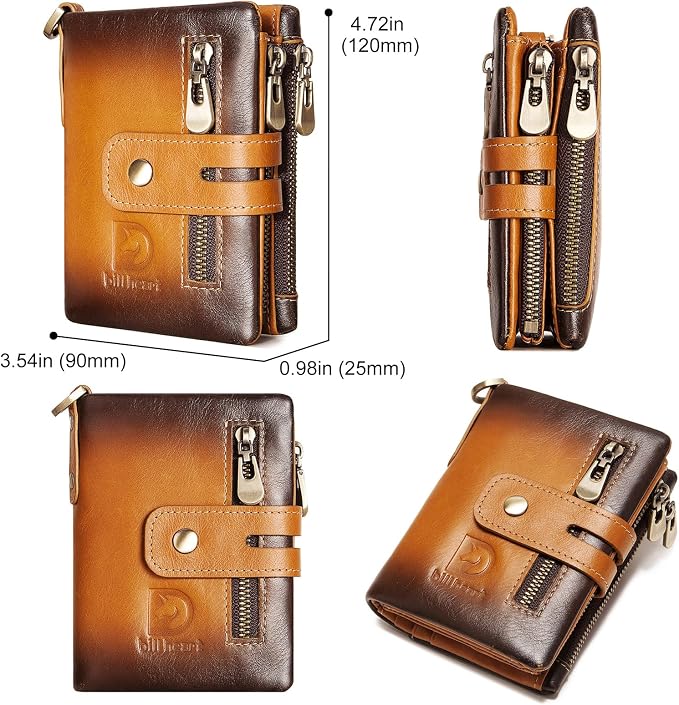 Genuine Leather Mens Wallet with Chain, RFID Blocking Biker Bifold Wallet with Anti-Theft Chain - Image 4