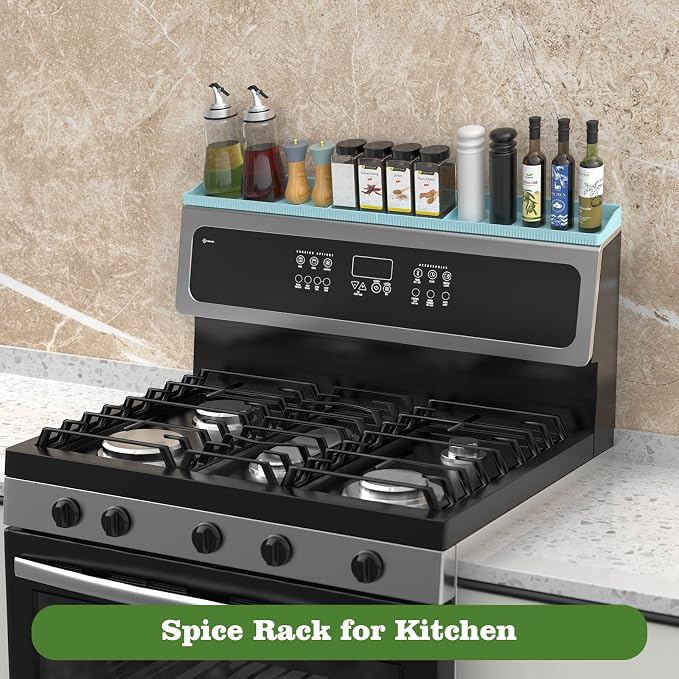 Stove Top Shelf 30 Inch - Silicone Material Magnetic Shelf for Stove -Blue | 3 Functional Partitions,Heat Resistant Kitchen Spice Rack Organizer - Image 7
