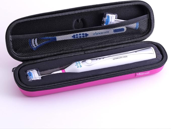 Sonic Toothbrush Travel Case, Pink | Portable, Breathable, Hard Carrying Bag, Traveling, Camping, Business Trip, Mesh Pocket for Accessories - Image 2