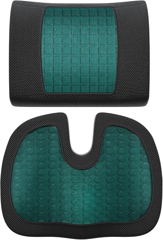 Amazon Basics Comfortable Seat Cushion & Lumbar Support for Office Chairs, Gel Enhanced Memory Foam, Non-Slip, Cooling, Portable, Pack of 2, Rectangular, Black - Image 7