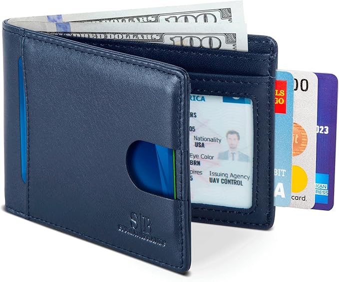 SERMAN BRANDS RFID Blocking Slim Bifold Genuine Leather Thin Minimalist Front Pocket Wallets for Men Billfold Wallet Men Gift by SERMANBRANDS