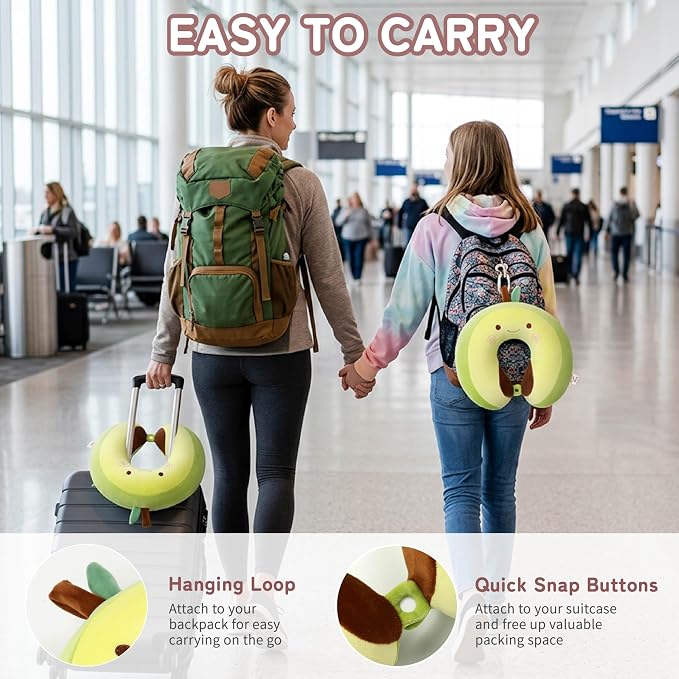 Memory Foam Kids Travel Neck Pillow for Ages 9+, Removable Cover, Avocado | Machine washable, 17 in neck size for teens and adults, 360-degree head and chin support, car and airplane use - Image 6