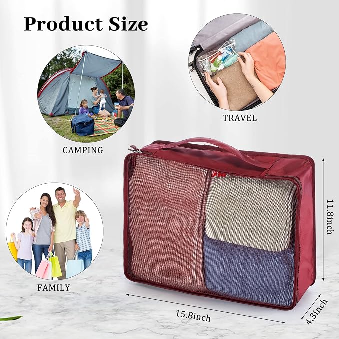 Tudomro 12 Pcs Large Packing Cubes Luggage Organizers for Suitcase Mesh Travel Organizer Bags Travel Packing Organizers for Traveling Camping Hiking - Image 2
