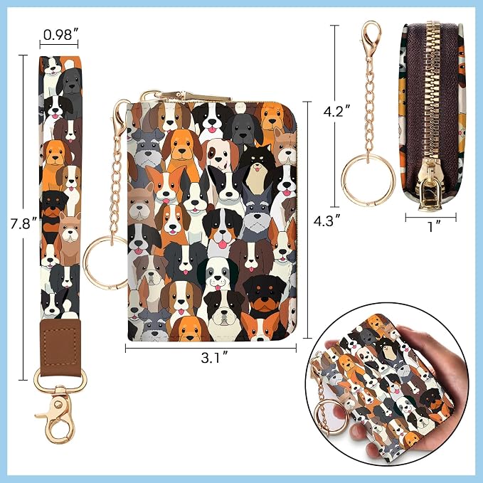Blusabaca Women Credit Card Holder, Small RFID Wallet with Wristlet Strap | Removable Keychain, Case with Zipper, Vegan PU Leather, Cash Coin Pocket, Business Accordion Purse, Ladies Female Gift - Image 6
