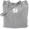LHMTQVK Corduroy Tote Bags for Women, Large Capacity Tote Purse Reusable Grocery Shoulder Bag with Inner Pockets by LHMTQVK