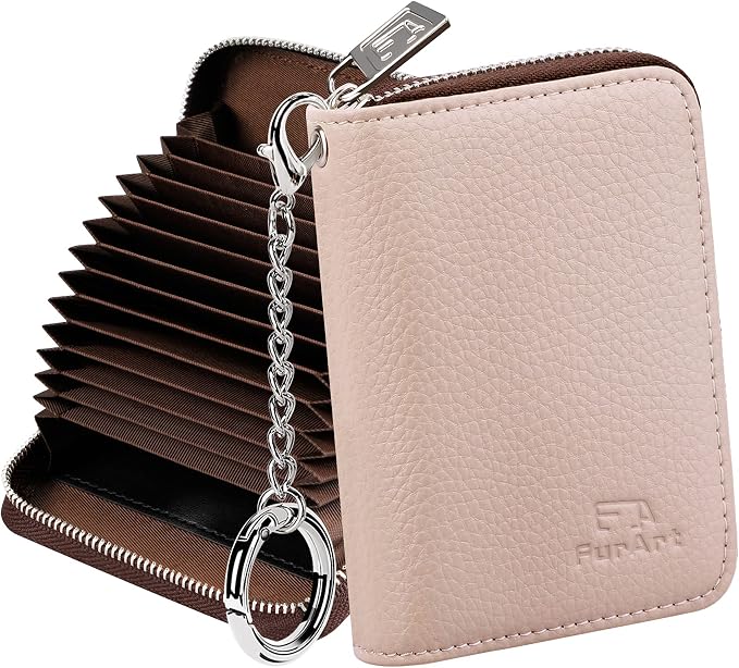 FurArt Zipper Wallet Women RFID Credit Card Holder keychain Wallet | ID Window RFID Blocking Compact Small business 15/16 slots by FurArt