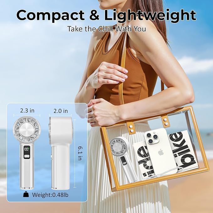 Handheld Fan with Ice Cooler, Mini Portable Fan Rechargeable, 18Hrs Cooling, 0-100 Adjustable Speed, Small Yet Powerful, Personal Hand Fans for Travel, Beach, Outdoor, Makeup, Gifts for Women - Image 6