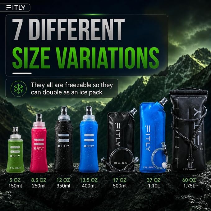 FITLY Soft Flask - Shrink As You Drink Soft Water Bottle for Hydration Pack - Folding Water Bottle Ideal for Running, Hiking, Cycling, Climbing & Rigorous Activity - Image 7