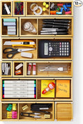 12-Piece Bamboo Drawer Organizer Set, 24 Compartments Modular Storage | Natural Bamboo, Flexible Modular Trays, Water-Resistant, Stackable Design, Adjustable, Excellent Organization, Easy to Clean by VA1KENE