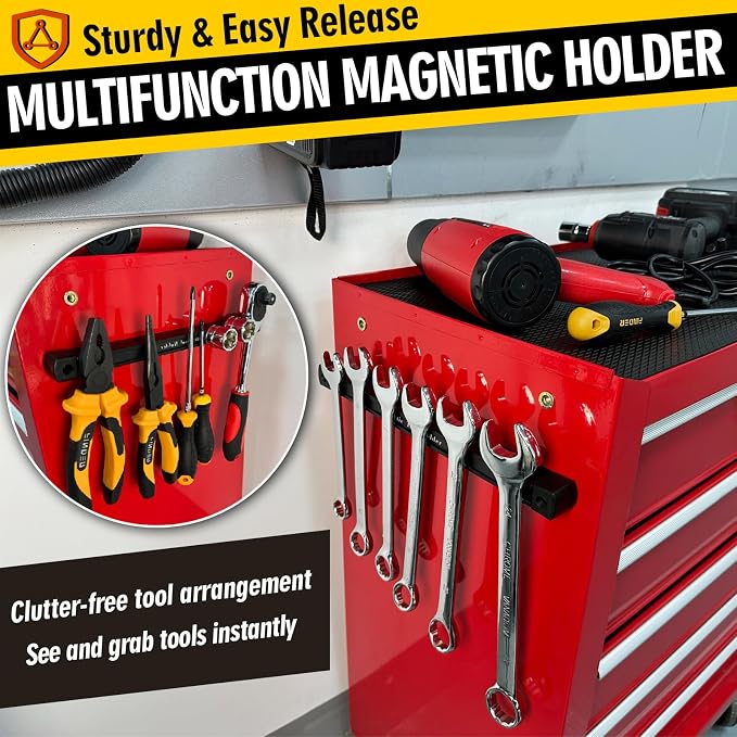 Double Sided Magnetic Tool Holder, 12 Inch Magnetic Tool Bar, Heavy Duty Wall Mount Strip with Ultra Strong Magnet for Garage, Workshop, Jobsite, Shed and Kitchen (2 Pack) - Image 3