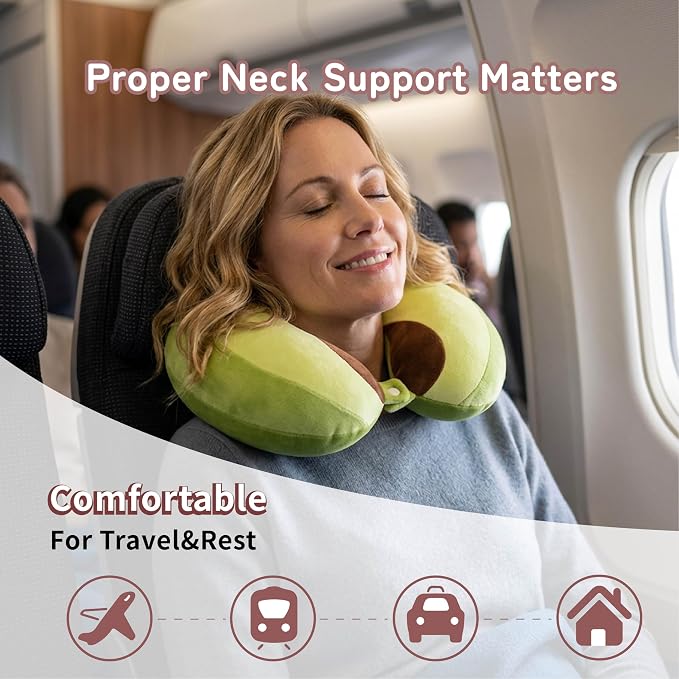 Memory Foam Kids Travel Neck Pillow for Ages 9+, Removable Cover, Avocado | Machine washable, 17 in neck size for teens and adults, 360-degree head and chin support, car and airplane use - Image 7