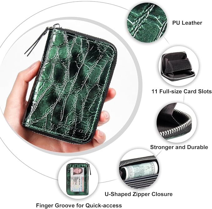 Credit Card Wallet, RFID Card Case Wallet, Zipper Card Cases Holder for Men Women, RFID Blocking, KeyChain Wallet, Compact Size Card Organizer Case for Women - Image 5