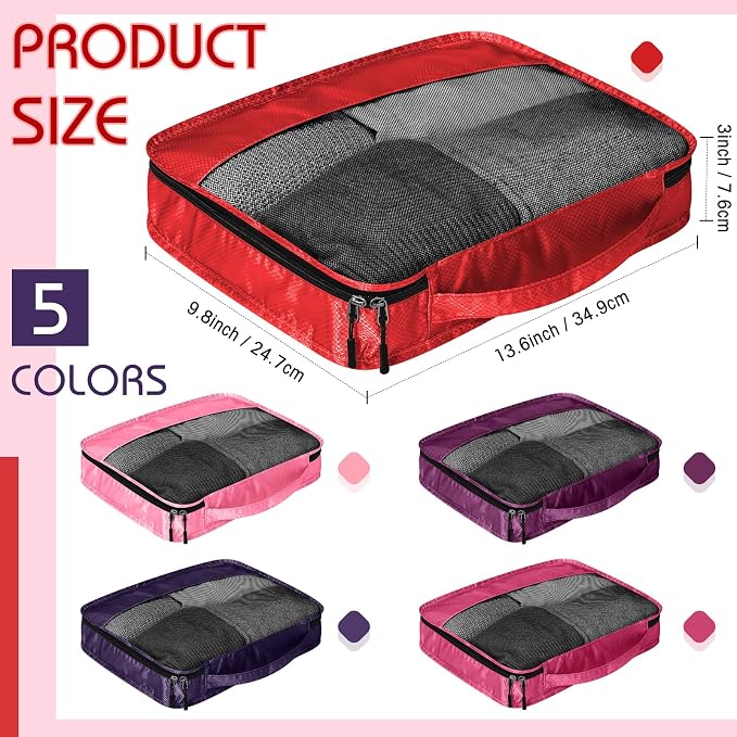 5 Pcs Packing Cubes for Suitcase Large Travel Cubes Carry on Luggage Organizer Bags for Clothes Accessories(S,Purple) - Image 2