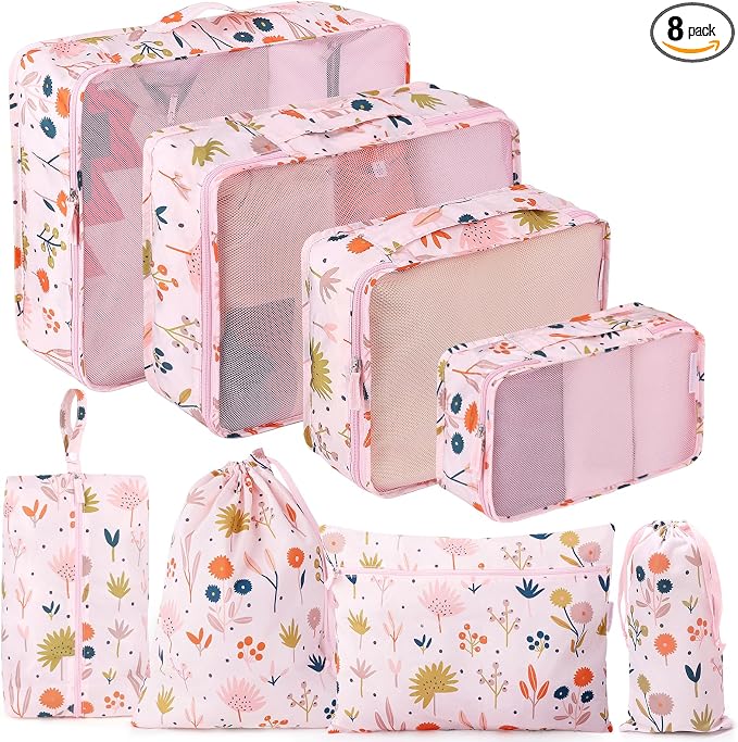 MissBoy Packing Cubes for Kids, 8 Pcs Set of Packing Cubes for Carry on Suitcase Organizer Bags, Kids Packing Cube, Waterproof Travel Essentials for Girls and Boys | Kids Compression Packing Cubes, Breathable Material Space Saving Waterproof Various Si... by MissBoy
