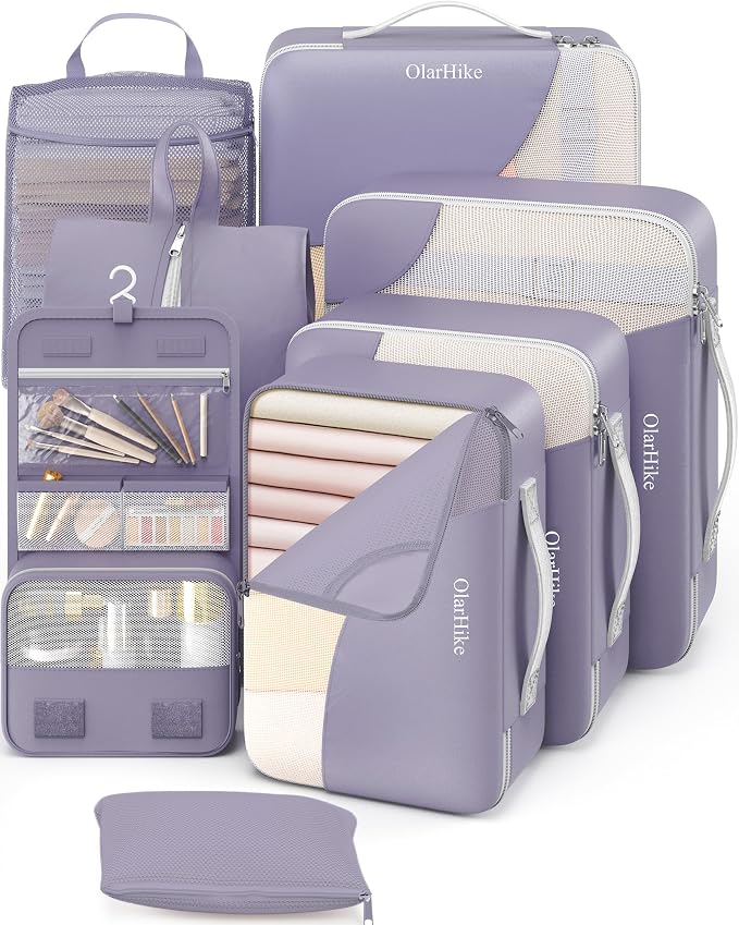 OlarHike 8 Set Packing Cubes for Travel,Gifts for Women Mom,Anti-Tearing Suitcase Organizer,with Over 1000 pcs Mesh Holes,Vacation Essentials & Accessories for Cruise Ship by OlarHike