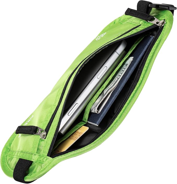 RFID Blocking Money Belt - Passport Holder & Travel Wallet, Slim Hidden Fanny Packs for Women Men - Green - Image 5