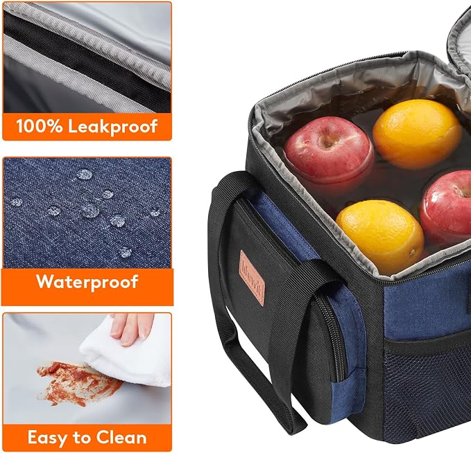 Lifewit Medium Lunch Bag, Insulated Lunch Box, Soft Cooler Cooling Tote for Adult Men Women, Black and Green 12-Can (9L) - Image 5
