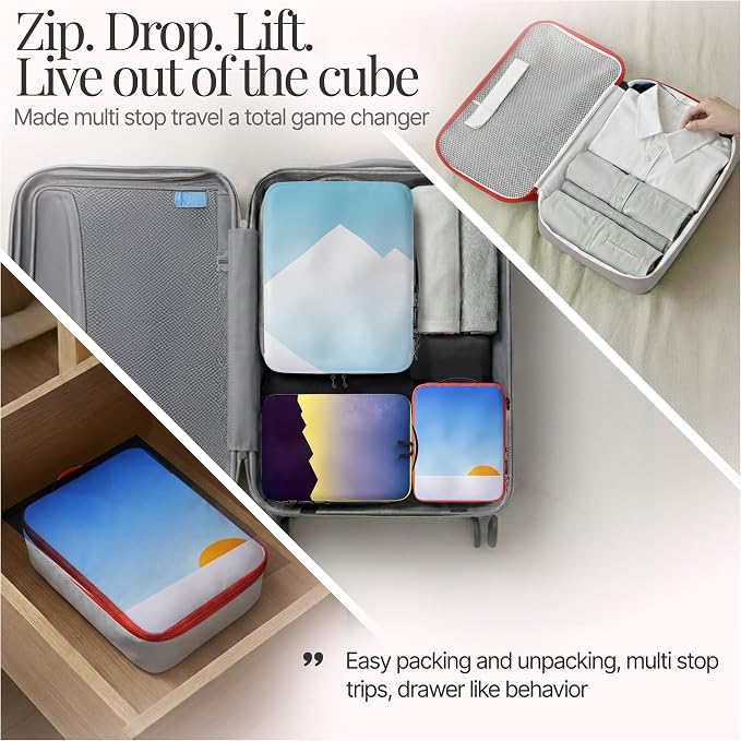 8 pcs Compression Packing Bags Cubes Set with HybridMax Double-Capacity Design - Packing Cubes for Travel Compression to Maximize Limited Luggage Space, Vista - Image 6