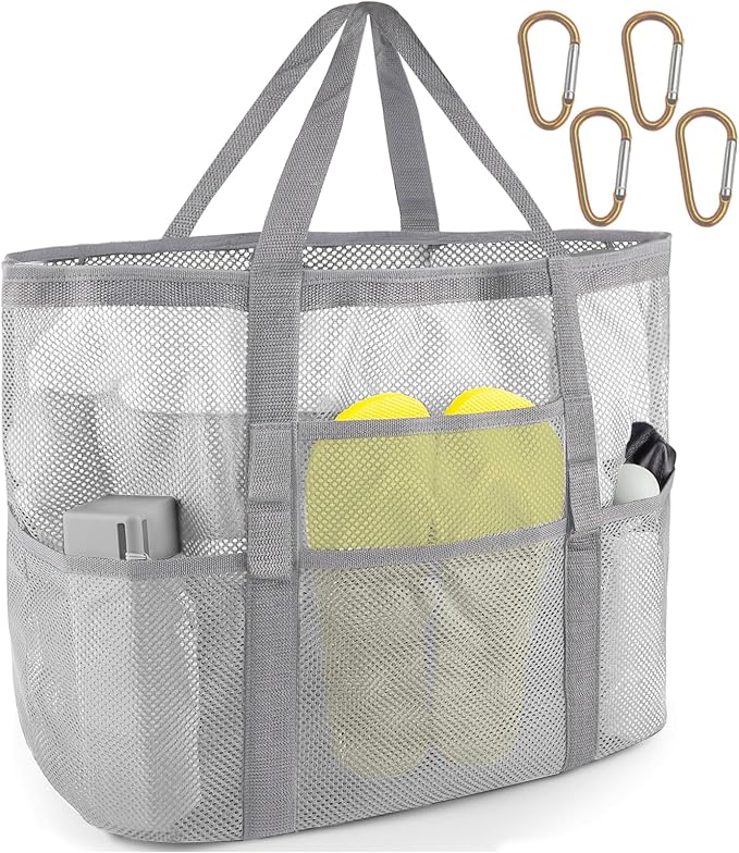 SRISE Mesh Beach Bag - Large Beach Tote Bag for Family Beach Bag for Toys & Vacation Essentials by SRISE