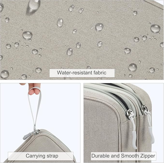 FYY Electronic Organizer, Travel Tech Pouch Bag, Large, Khaki | Wrist Strap, Waterproof, Double Layers Portable Electronics Travel Carrying Case for Cord, Charger, Daily Business Trips Use - Image 4