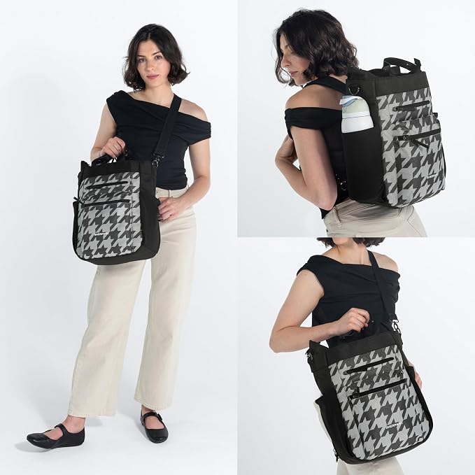 Sherpani Soleil, Anti Theft Convertible Backpack Tote (Grey Houndstooth) | 18L Travel Shoulder Bag, Everyday Crossbody Purse, RFID Protection, Business Daypack, Travel Gift for Women, Fits 13" Laptop - Image 2