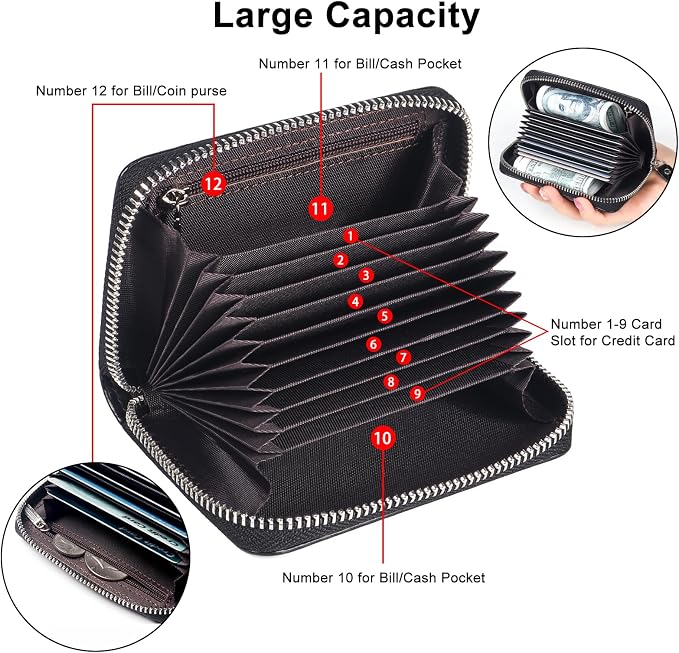 Credit Card Wallet, RFID Card Case Wallet, Zipper Card Cases Holder for Men Women, RFID Blocking, KeyChain Wallet, Compact Size Card Organizer Case for Women - Image 2