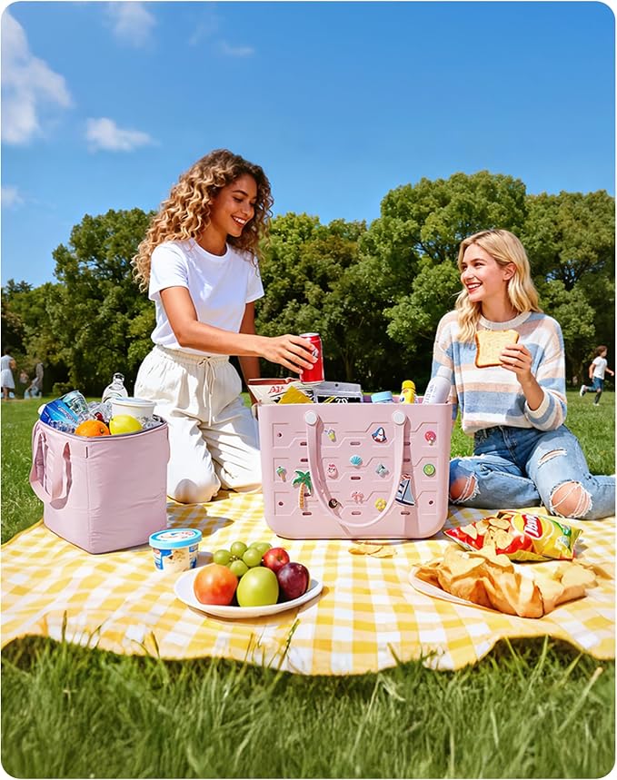 BAGSMART Beach Bag for Women, Water-resistant Rubber Tote Bag, Sandproof Vacation Essentials for Summer Swim Cruise Pool - Image 8