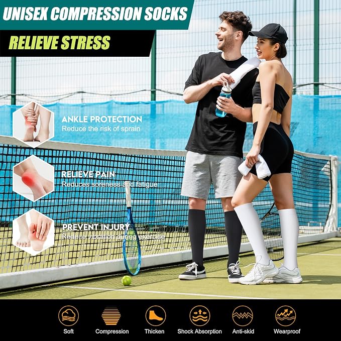 Genovega 3 Packs Wide Calf Compression Socks for Women Men Knee Hight S/M-4XL for Gifts - Image 2