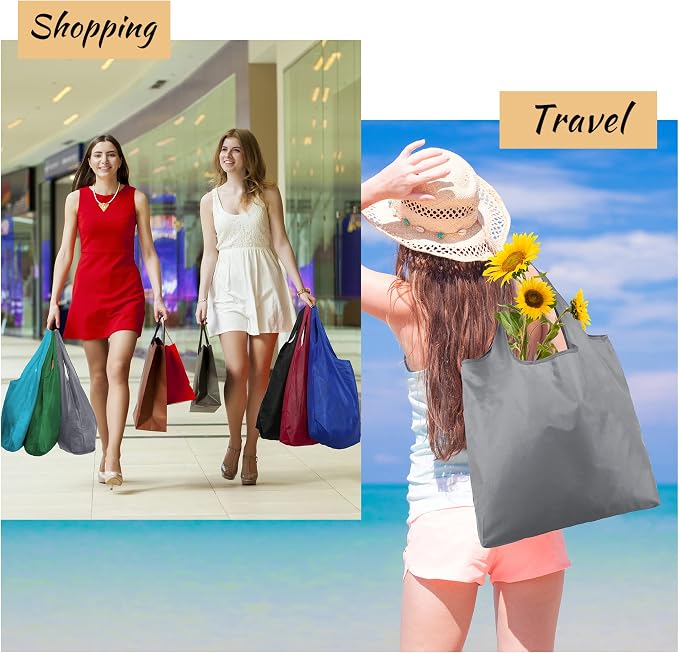 BeeGreen Foldable Travel Bag Reusable Gifts Bags - Reusable Grocery Bags Large Holiday Gifts Cloth Tote With Handles - Bulk Reusable Shopping Bags for Women (Beach Storage Washable Collapsible)​ - Image 7