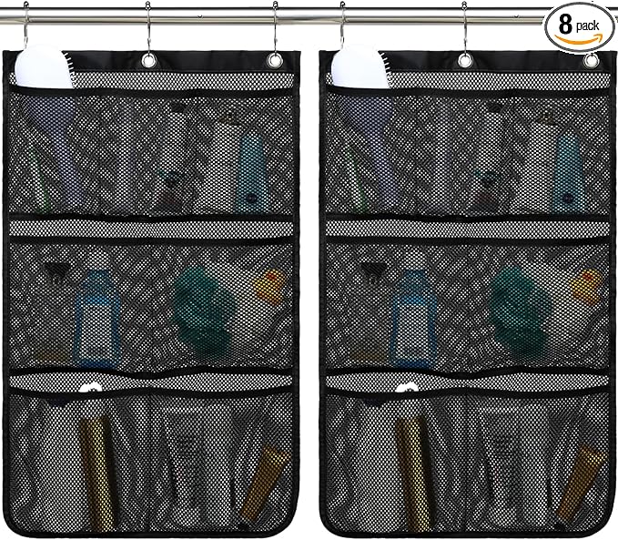 Fammart Mesh Shower Caddy Hanging, Quick-Drying Shower Organizer with 7 Pockets, Portable Bathroom Organizers and Storage for Shampoo, Soap, Loofah, Travel, and Cruise Essentials by Fammart