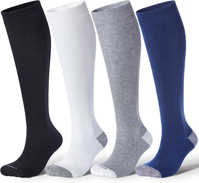 LEVSOX Cotton Compression Socks for Women Men 20-30 mmHg Knee High Cute Support Sock for Nurses Flying Pregnancy by Levsox