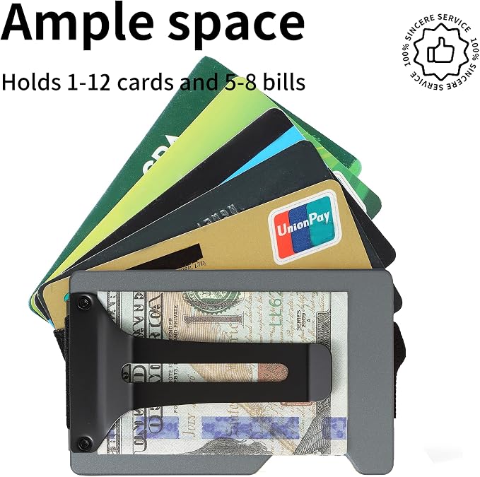 Slim Wallet for Men,RFID Blocking Minimalist Metal Wallet, Money Clip/Cash Holder, Front Pocket Aluminum Credit Card Holder, Ideal Gift for Men,Matte Grey - Image 2