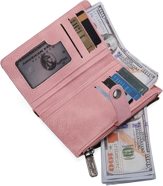 Wrangler Wallet for Women Bifold Card Holder with Zipper and ID Window - Image 5