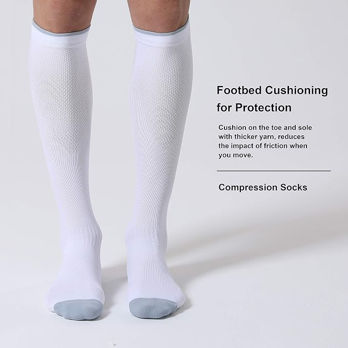 CS CELERSPORT 3/4 Pairs Compression Socks for Men Women Size 6-12 | Knee High Support Socks for Running Nurses Pregnancy Travel Daily Wear - Image 4