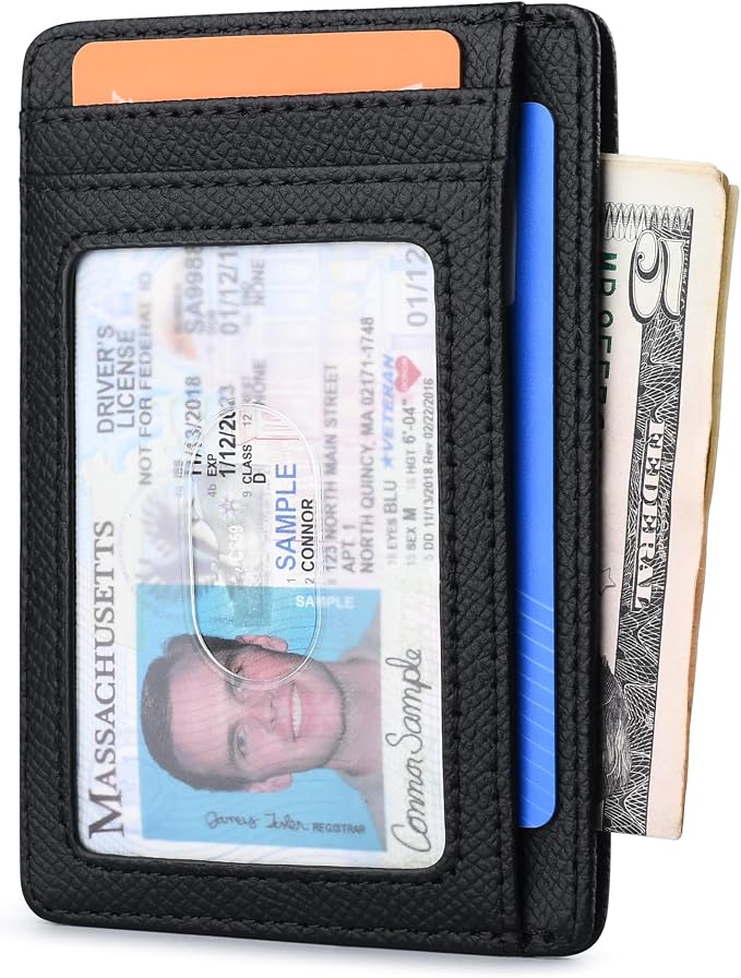 Buffway Slim Minimalist Front Pocket RFID Blocking Leather Wallets for Men and Women - Galaxy Black - Image 2