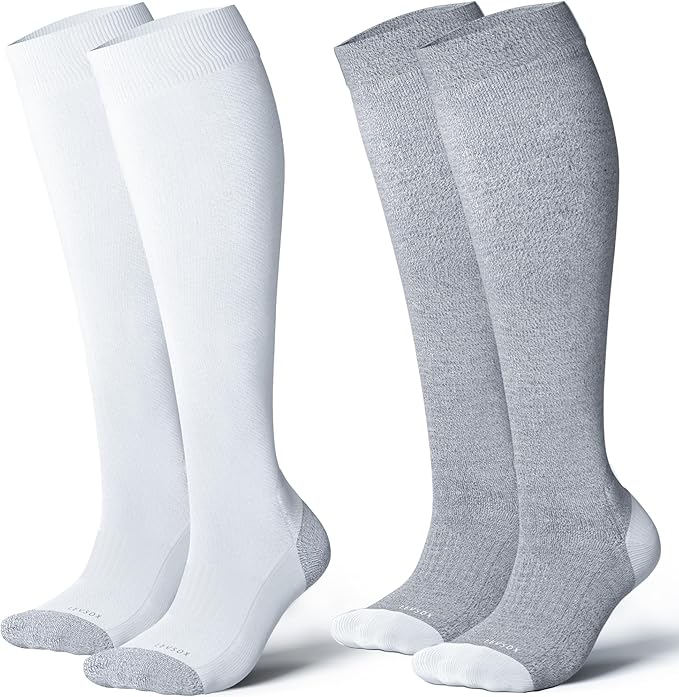 LEVSOX Bamboo Viscose Graduated Compression Socks for Women&Men - Cushioned Knee-High 15-20mmHg Support Socks by Levsox