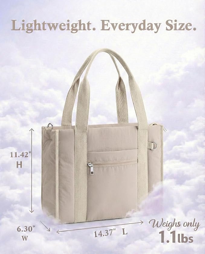 Work Tote Bag for Women, Lightweight Puffer Tote Crossbody with Zipper | Travel Utility Tote Multi-Pocket, RFID Pocket, Large Capacity, Luggage Sleeve, Shoulder Bag for Office, Daily, Gym, Teacher - Image 8